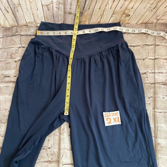 NWT SUNYAA Tommy control navy V cross high waist wide leg yoga pant  2 XL, M. - Picture 10 of 14
